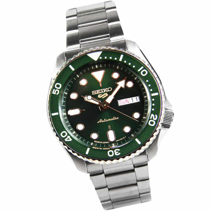 Seiko 5 Sports Automatic Analog Green Dial Silver Steel Strap Watch For Men - SRPD63K1 - Image 2
